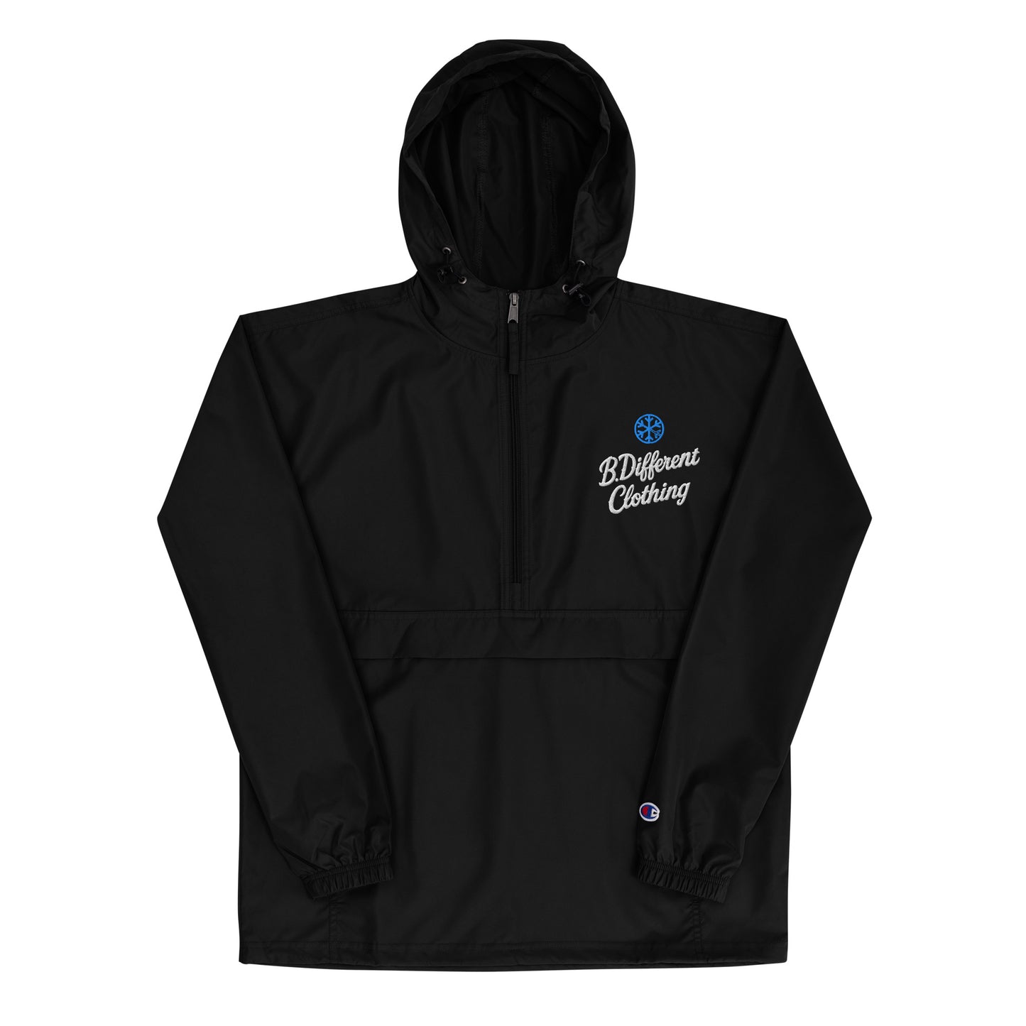 Black-The League Windbreaker Jacket from B.Different Clothing, front view, graffiti-inspired streetwear