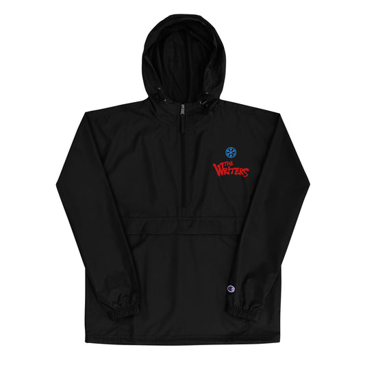 Black-The Writers Graffiti Lettering Windbreaker Jacket from B.Different Clothing, front view, graffiti-inspired streetwear