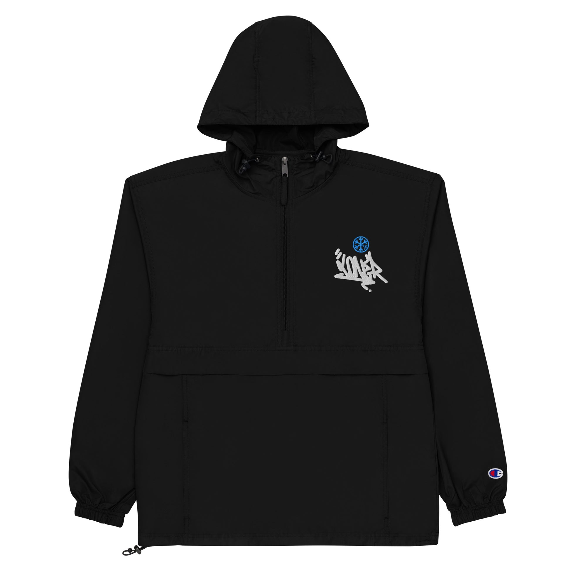 Black-Loner Graffiti Tag Windbreaker Jacket from B.Different Clothing, flat view, graffiti-inspired streetwear