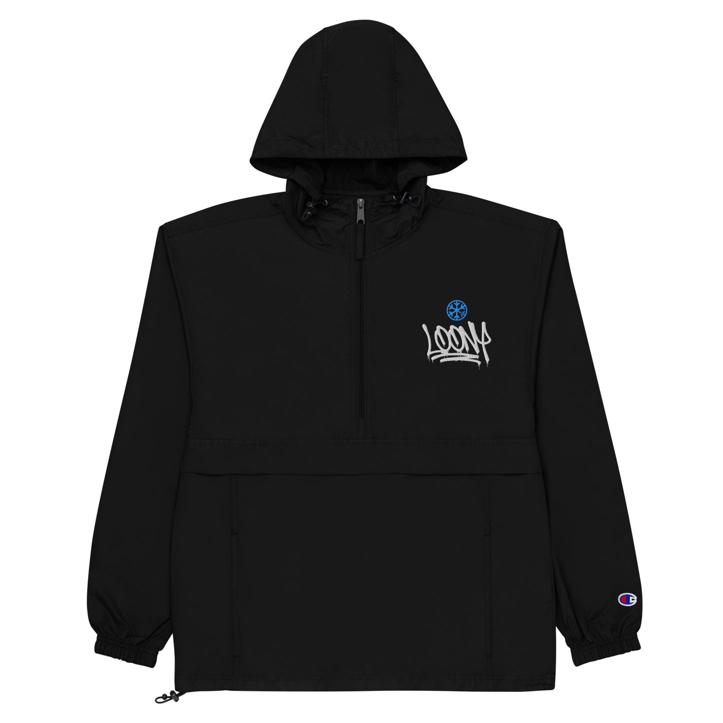 Black-Loony Graffiti Tag Windbreaker Jacket from B.Different Clothing, flat view, graffiti-inspired streetwear
