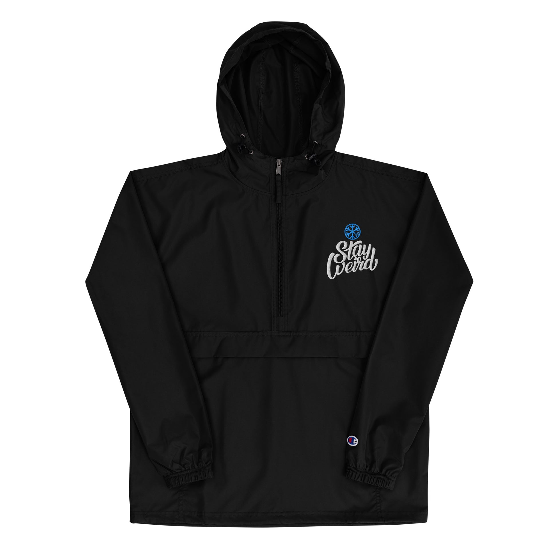 Black-Stay Weird Windbreaker Jacket from B.Different Clothing, front view, graffiti-inspired streetwear