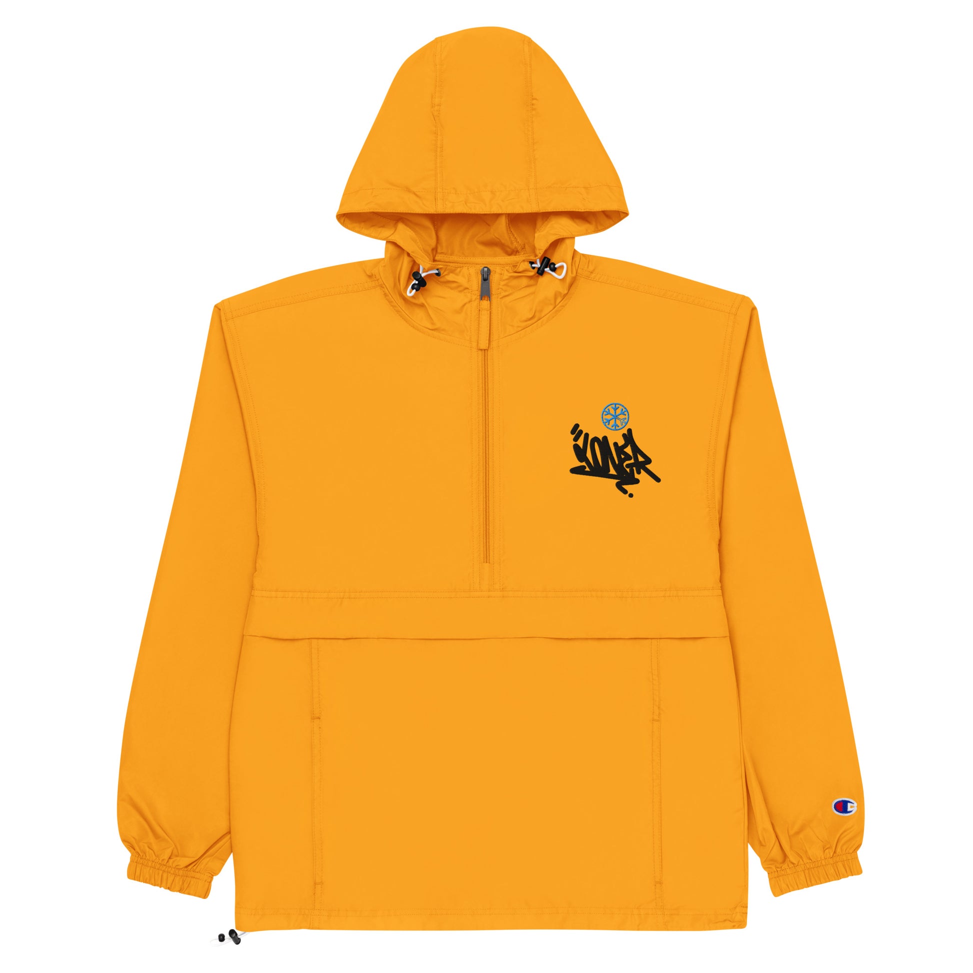 Yellow-Loner Graffiti Tag Windbreaker Jacket from B.Different Clothing, flat view, graffiti-inspired streetwear