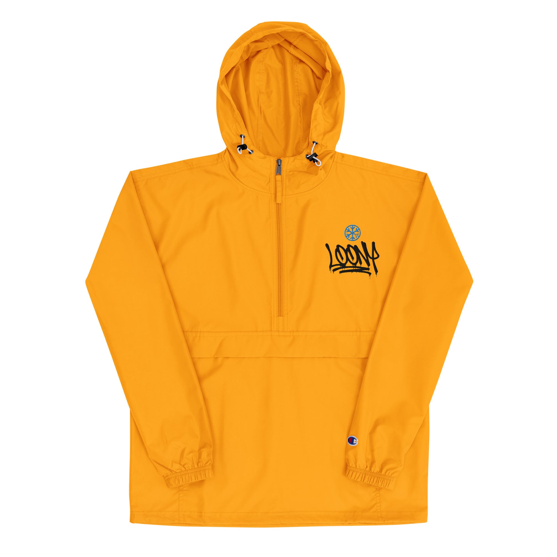 Yellow-Loony Graffiti Tag Windbreaker Jacket from B.Different Clothing, front view, graffiti-inspired streetwear