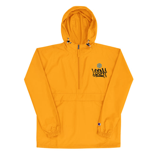 Yellow-Loony Graffiti Tag Windbreaker Jacket from B.Different Clothing, front view, graffiti-inspired streetwear