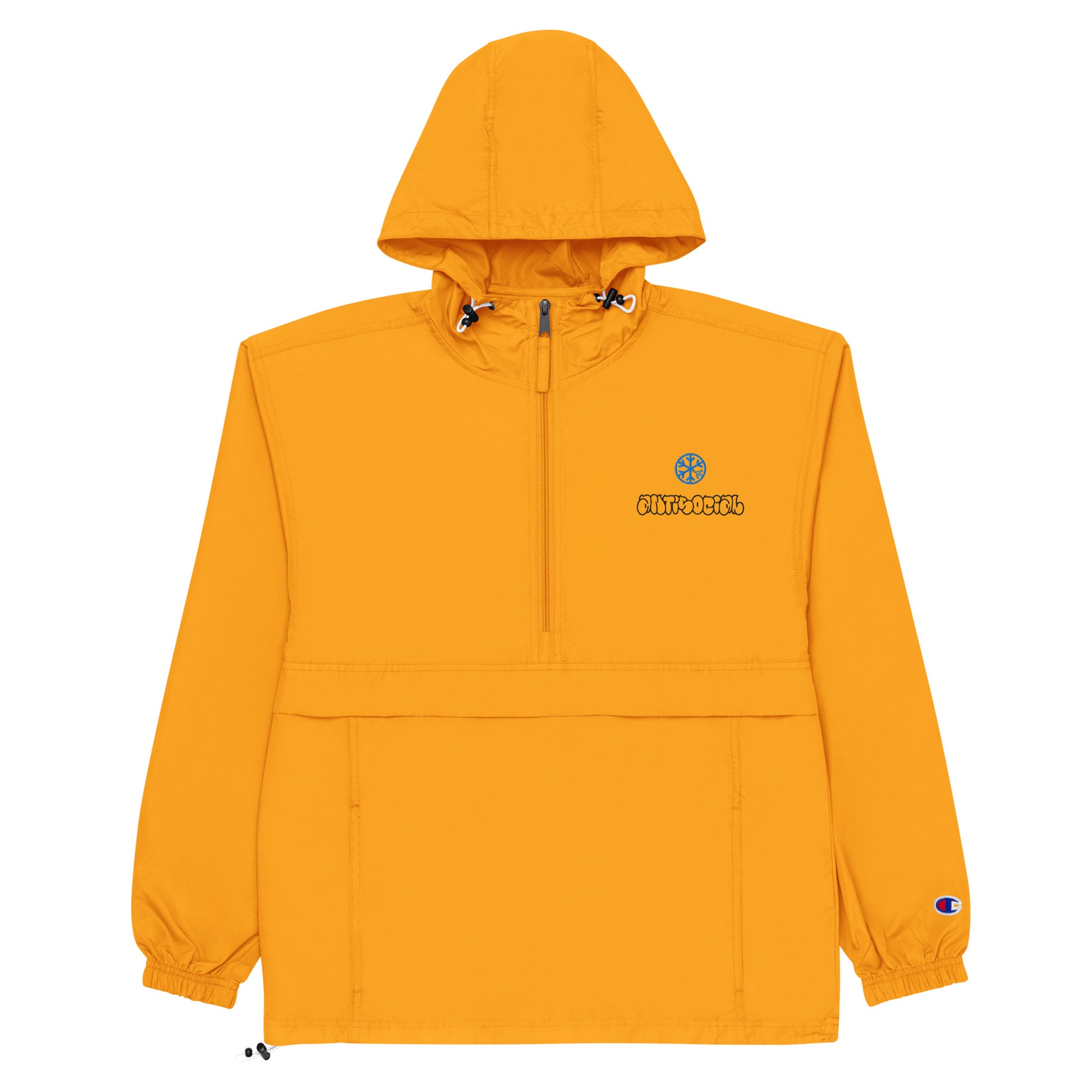 Yellow-Antisocial Graffiti Hollow Windbreaker Jacket from B.Different Clothing, flat view, graffiti-inspired streetwear