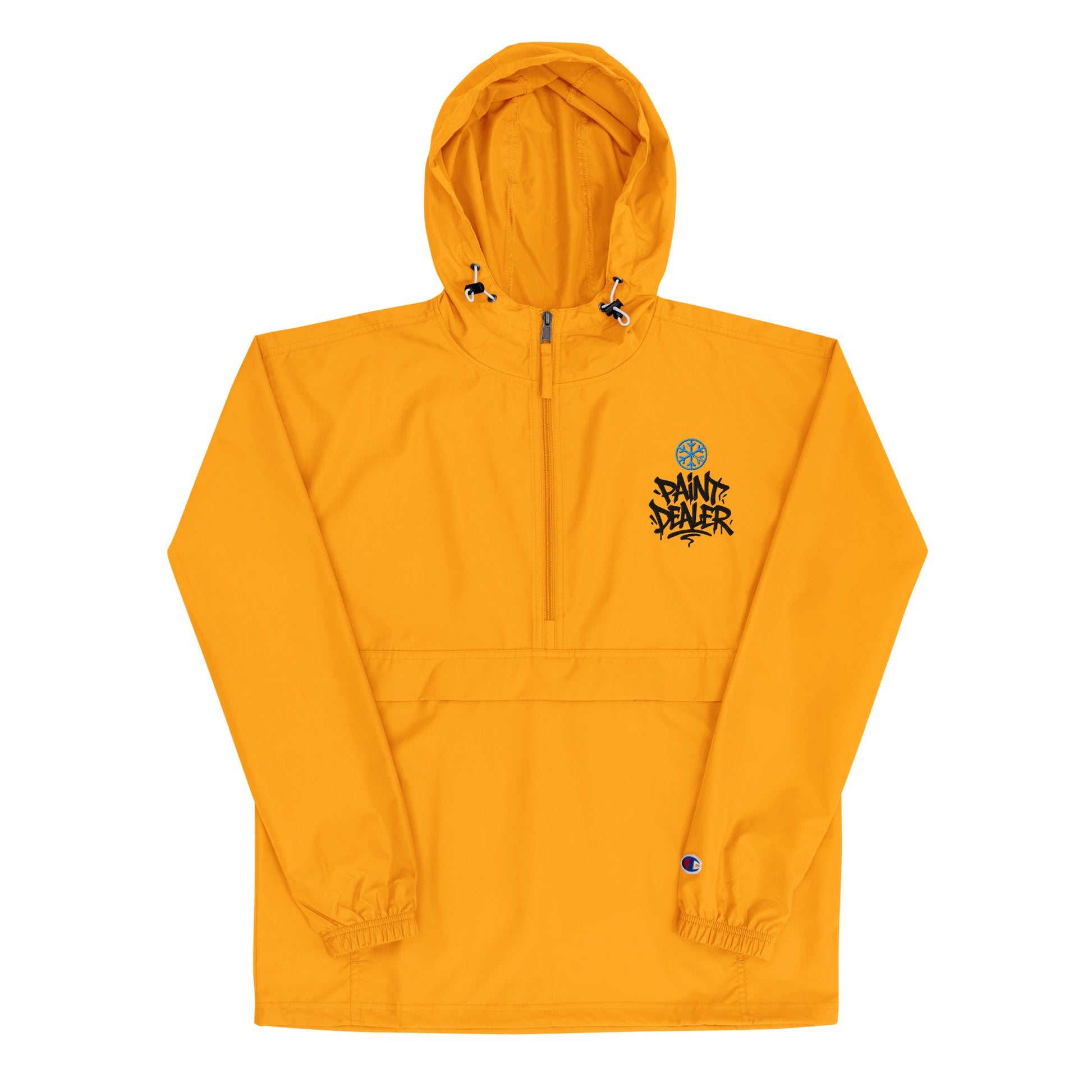 Yellow-Paint Dealer Graffiti Tag Windbreaker Jacket from B.Different Clothing, front view, graffiti-inspired streetwear