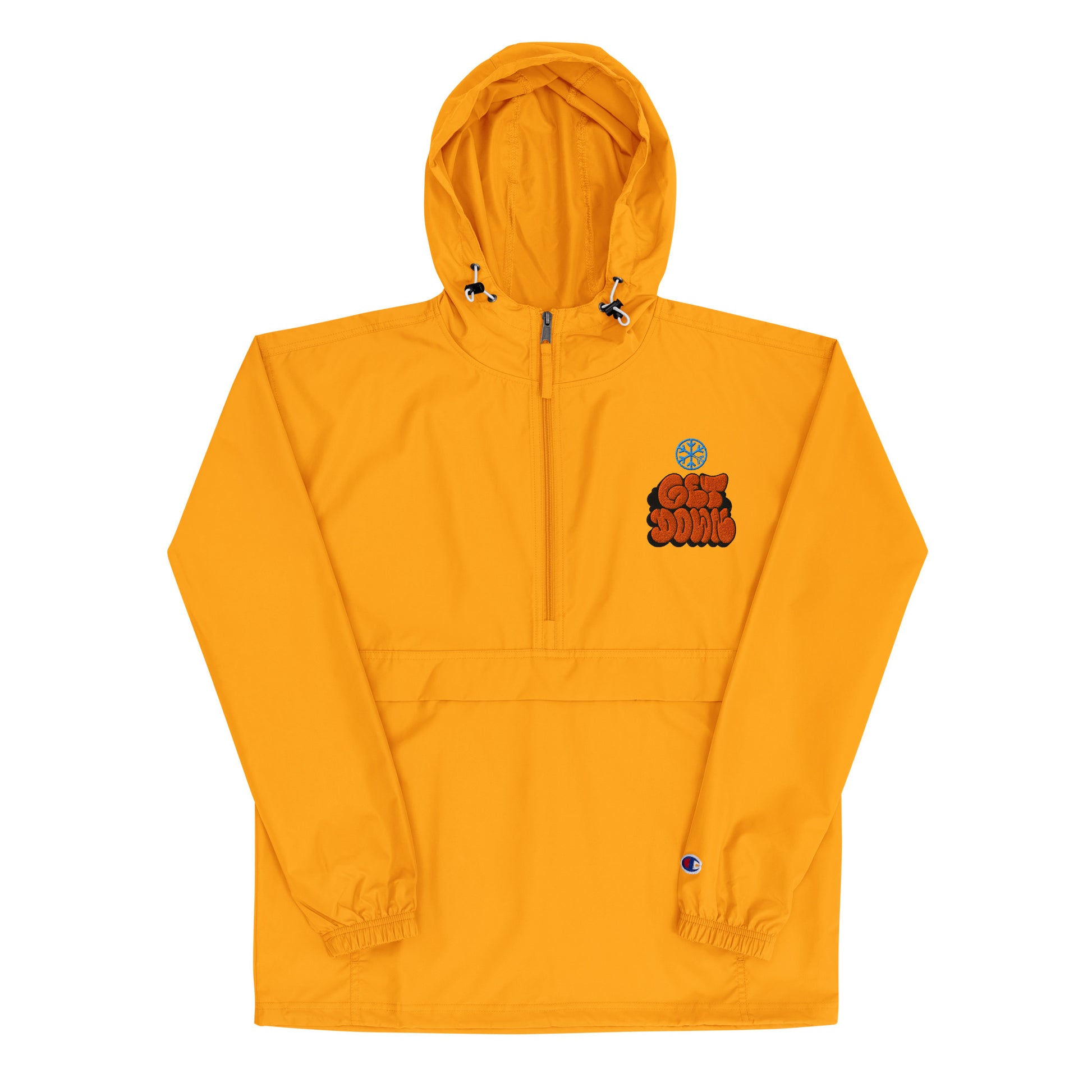 Yellow-Get Down Graffiti Throw-up Windbreaker Jacket from B.Different Clothing, front view, graffiti-inspired streetwear