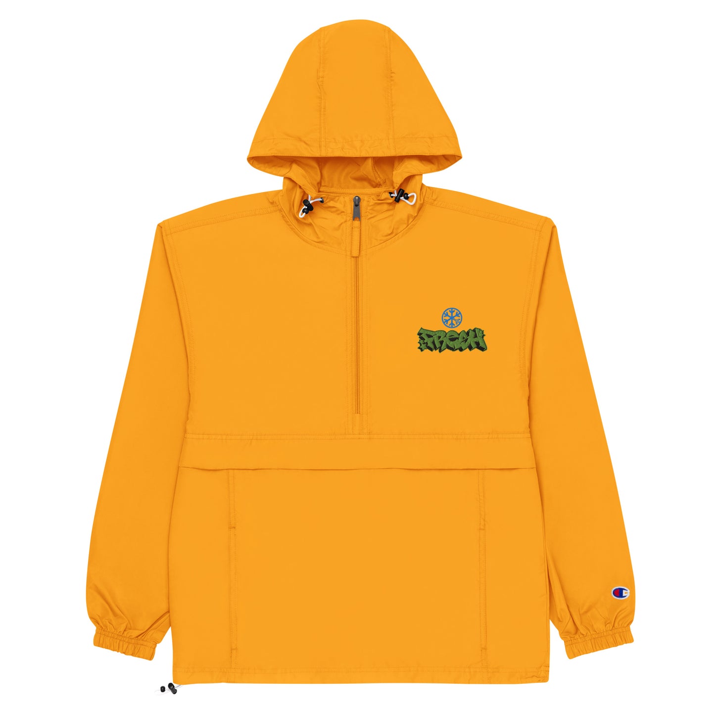 Yellow-Fresh Graffiti Piece Windbreaker Jacket from B.Different Clothing, flat view, graffiti-inspired streetwear