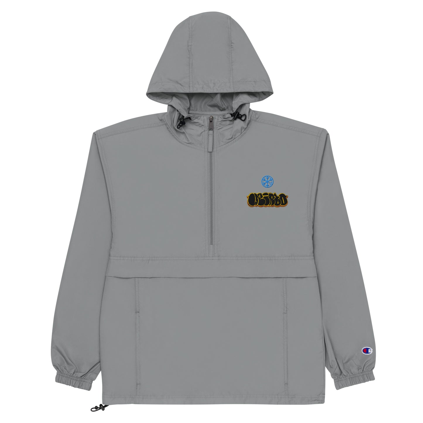 Gray-Weirdo Graffiti Throwie Windbreaker Jacket from B.Different Clothing, flat view, graffiti-inspired streetwear