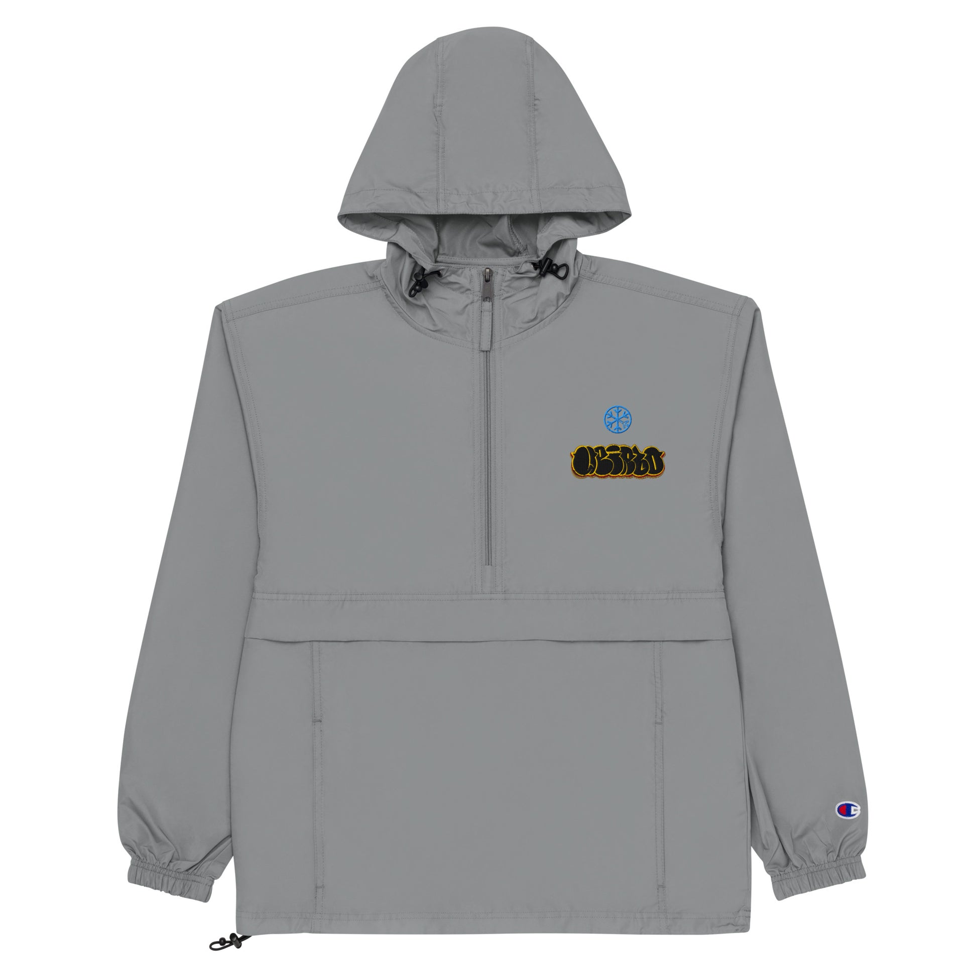 Gray-Weirdo Graffiti Throwie Windbreaker Jacket from B.Different Clothing, flat view, graffiti-inspired streetwear