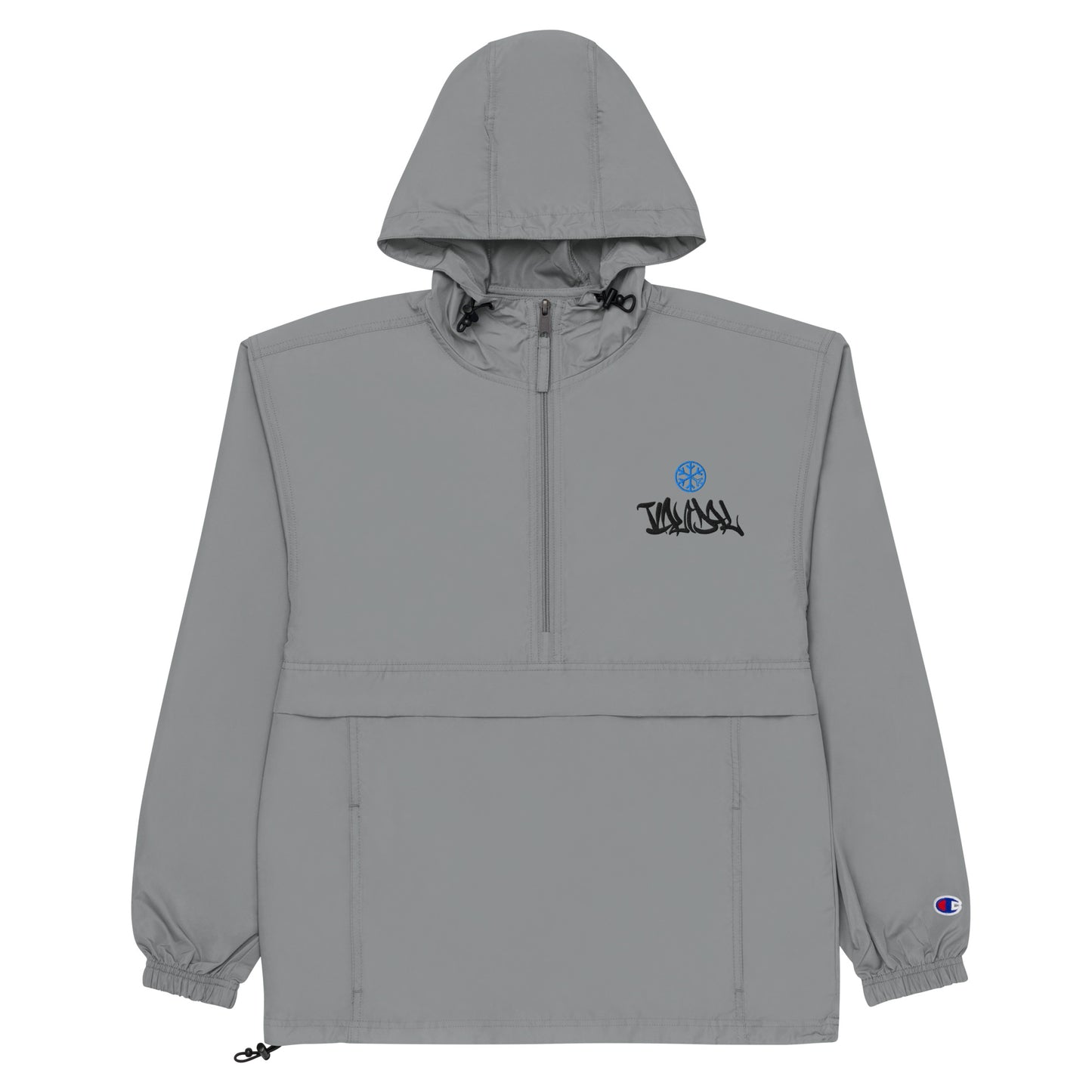 Gray-Vandal Graffiti Tag Windbreaker Jacket from B.Different Clothing, flat view, graffiti-inspired streetwear