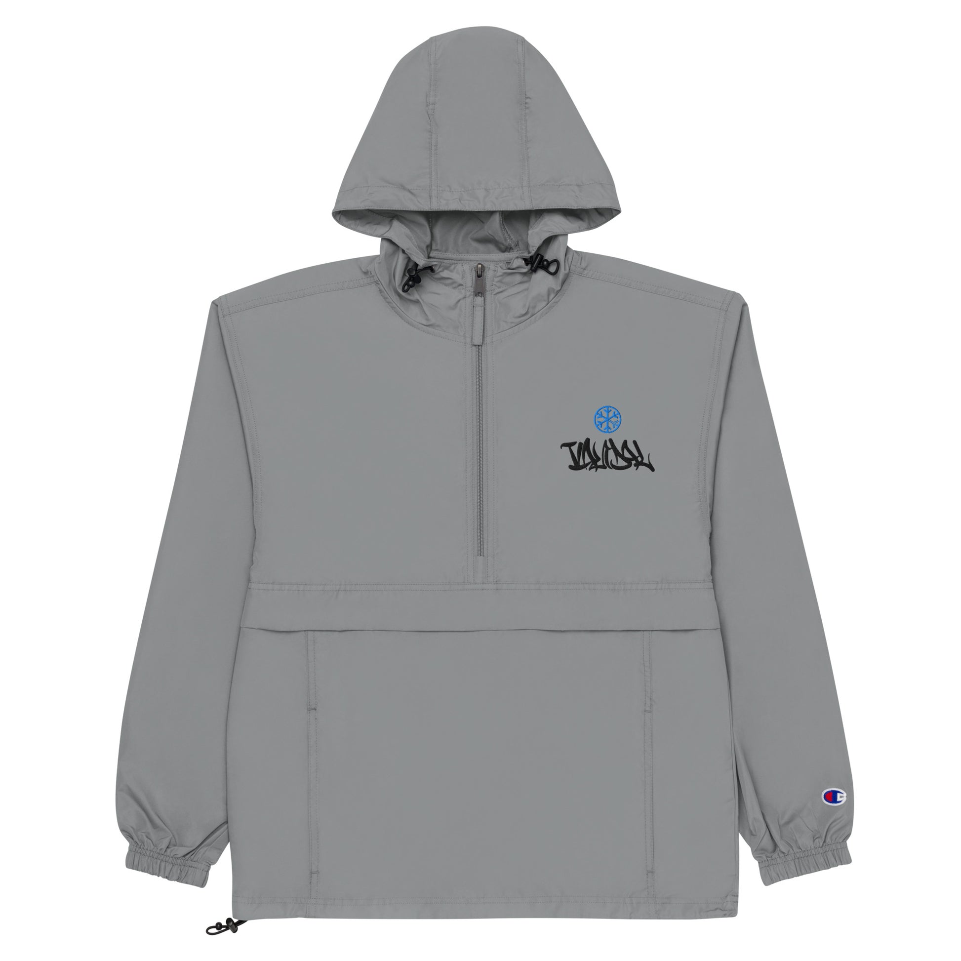 Gray-Vandal Graffiti Tag Windbreaker Jacket from B.Different Clothing, flat view, graffiti-inspired streetwear