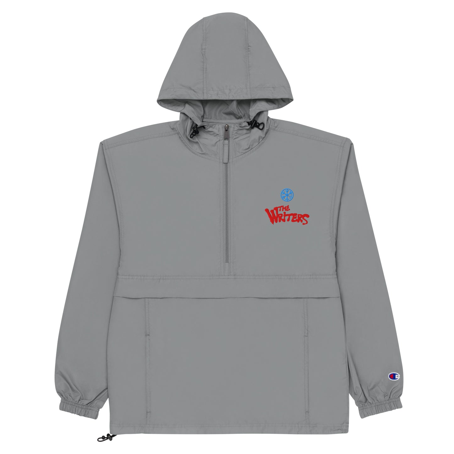 Gray-The Writers Graffiti Lettering Windbreaker Jacket from B.Different Clothing, flat view, graffiti-inspired streetwear