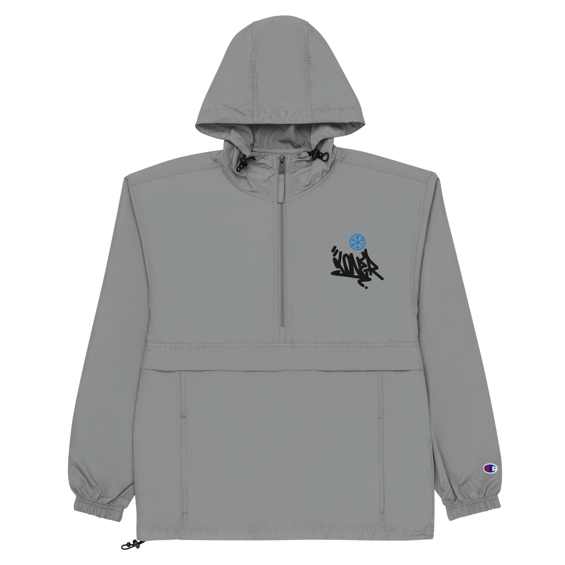 Gray-Loner Graffiti Tag Windbreaker Jacket from B.Different Clothing, flat view, graffiti-inspired streetwear
