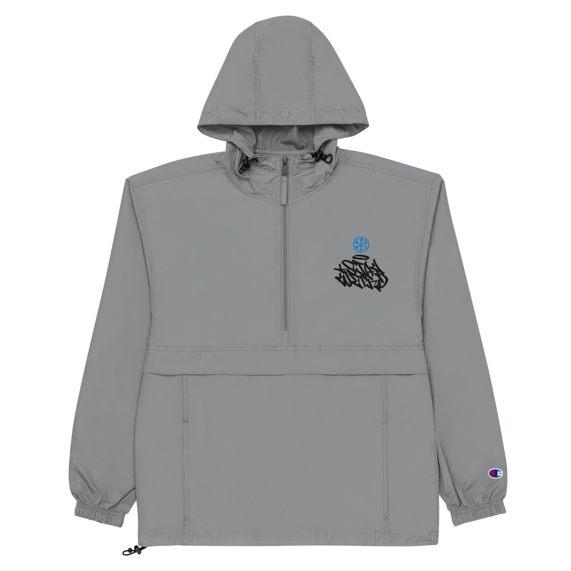 Gray-Stay Weird Graffiti Tag Windbreaker Jacket from B.Different Clothing, flat view, graffiti-inspired streetwear