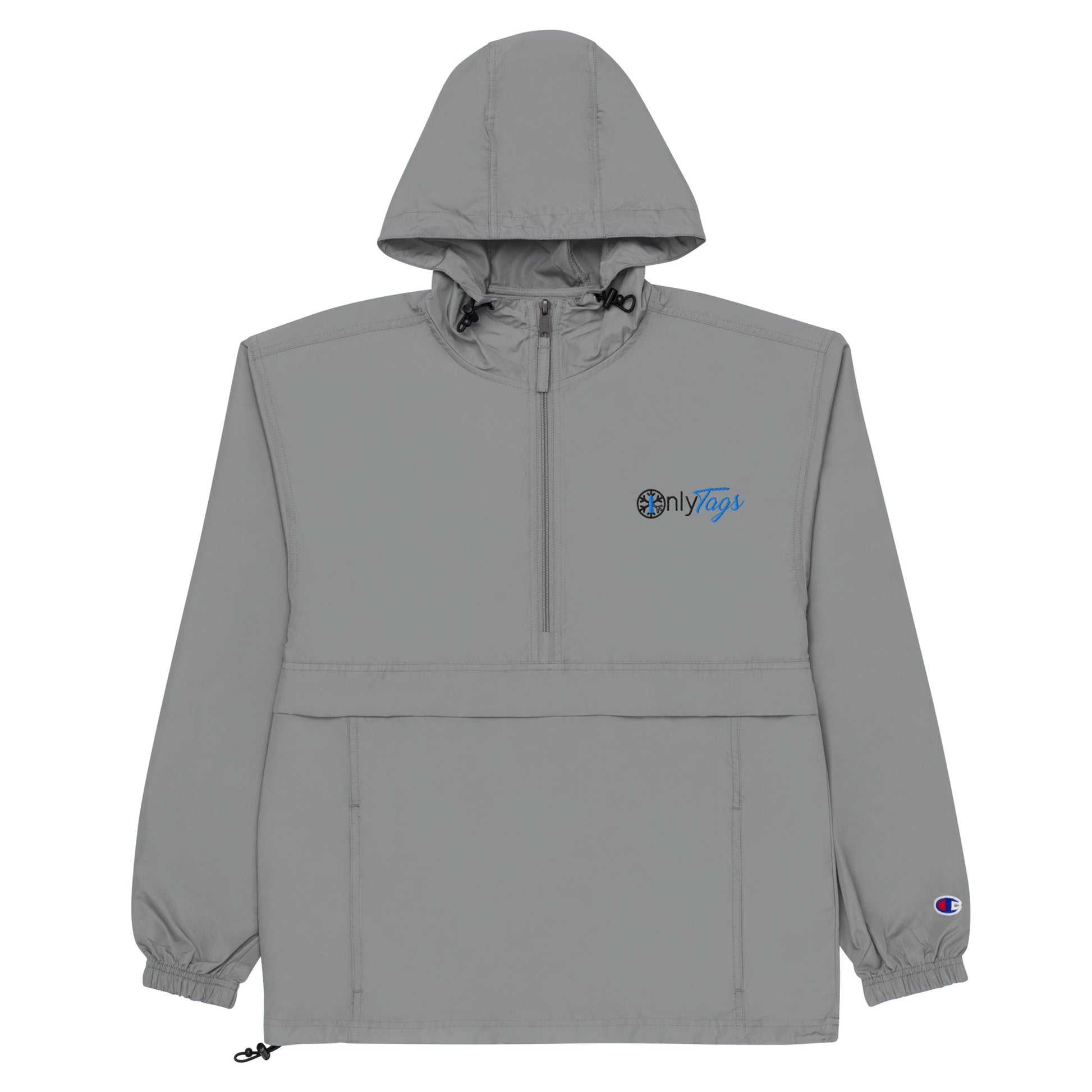 Gray-Only Tags Graffiti Windbreaker Jacket from B.Different Clothing, flat view, graffiti-inspired streetwear