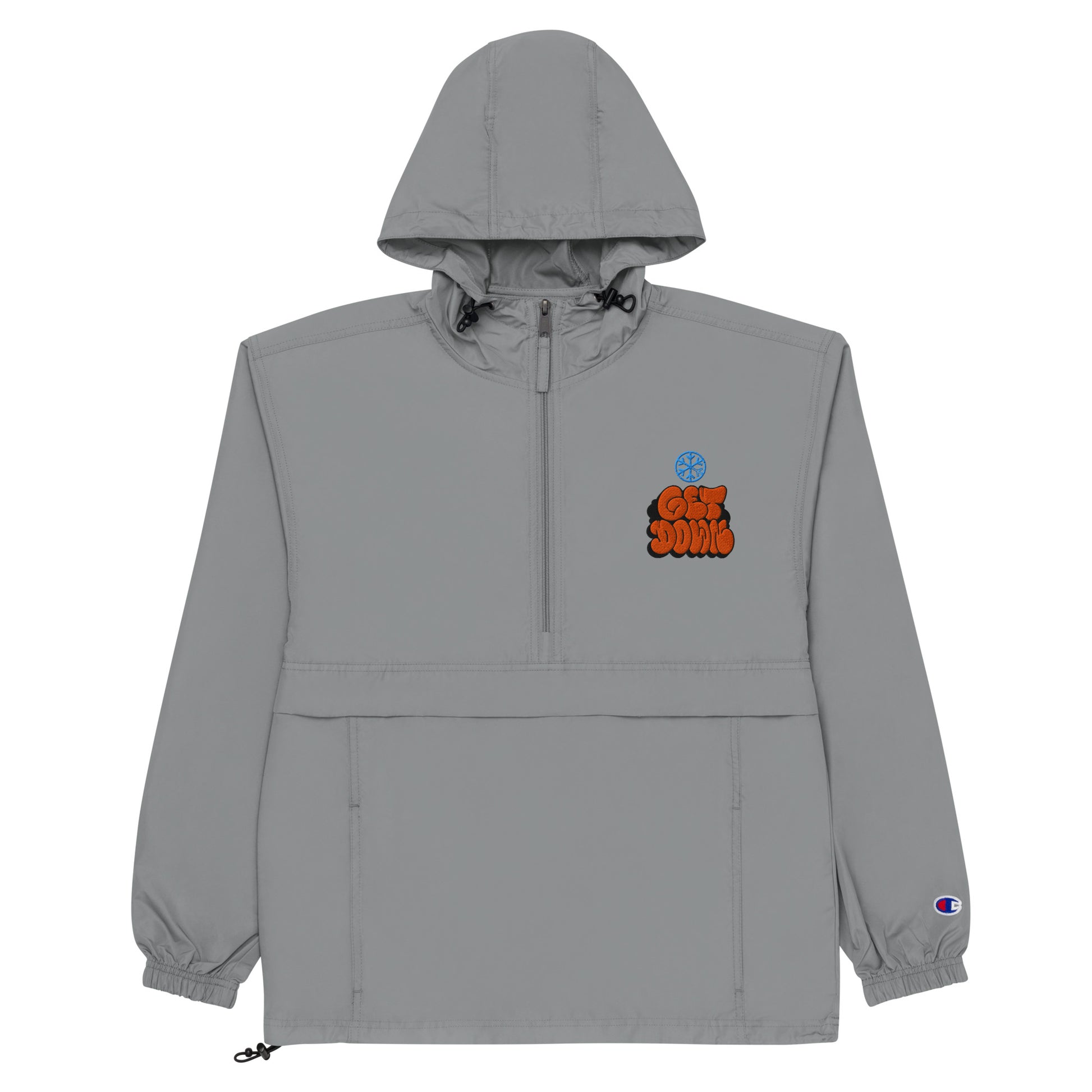 Gray-Get Down Graffiti Throw-up Windbreaker Jacket from B.Different Clothing, flat view, graffiti-inspired streetwear