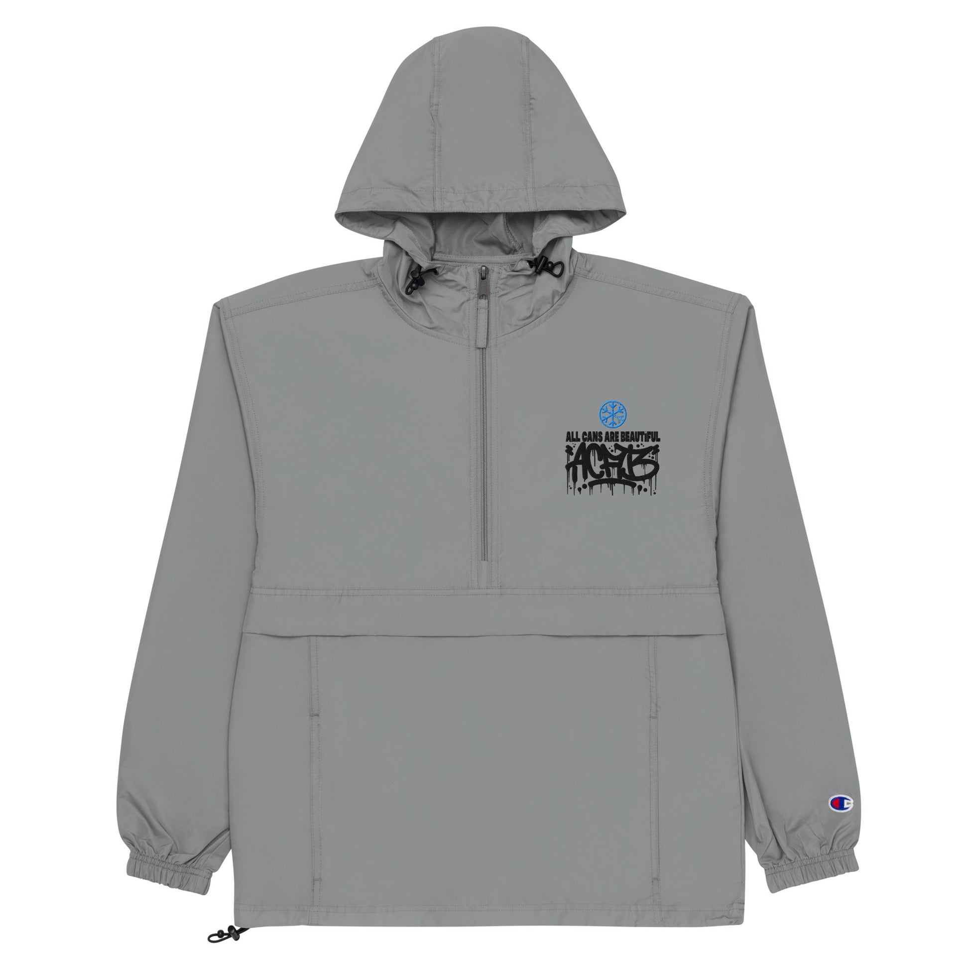 Gray-ACAB Graffiti Tag Windbreaker Jacket from B.Different Clothing, flat view, graffiti-inspired streetwear