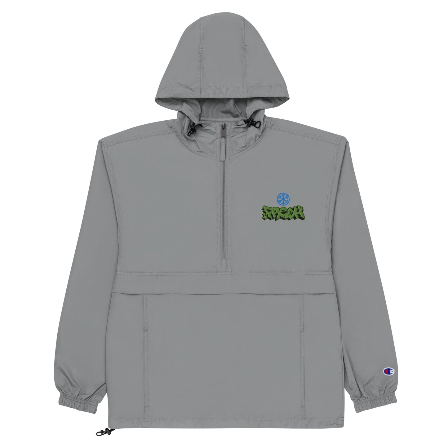 Gray-Fresh Graffiti Piece Windbreaker Jacket from B.Different Clothing, flat view, graffiti-inspired streetwear