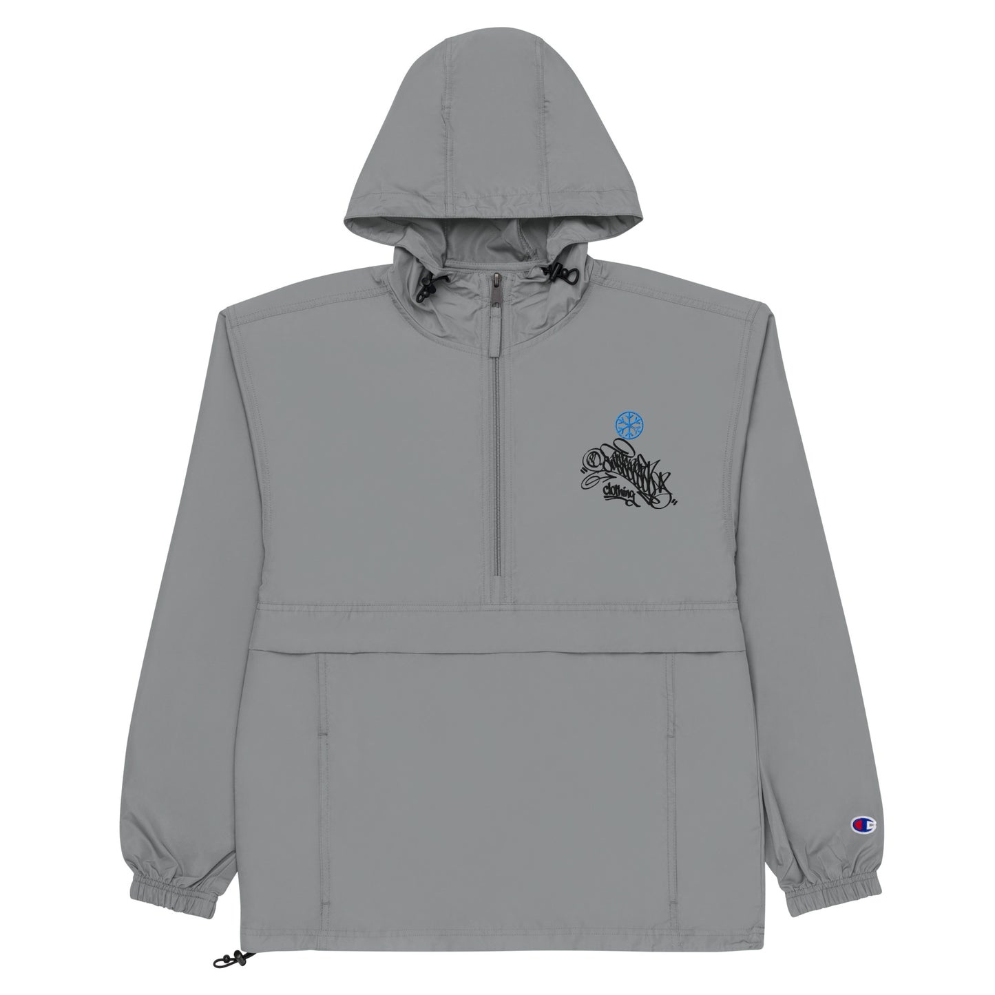 Gray-Graffiti Dad Collab Windbreaker Jacket from B.Different Clothing, flat view, graffiti-inspired streetwear