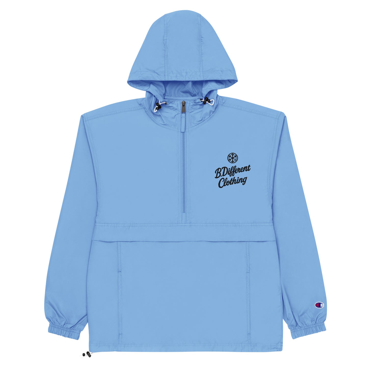 Lightblue-The League Windbreaker Jacket from B.Different Clothing, flat view, graffiti-inspired streetwear