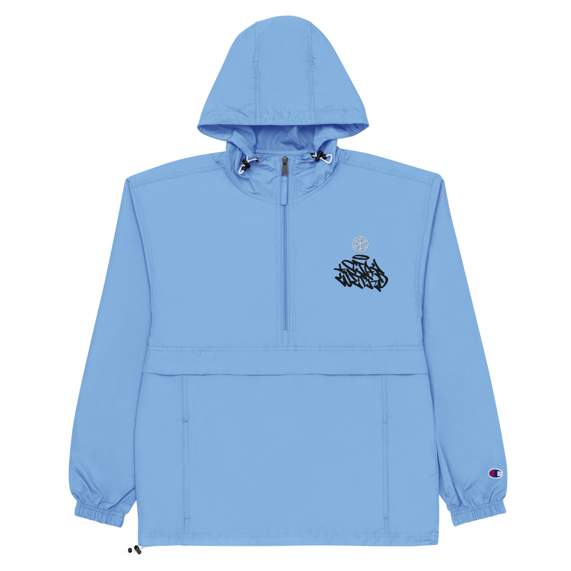 Lightblue-Stay Weird Graffiti Tag Windbreaker Jacket from B.Different Clothing, flat view, graffiti-inspired streetwear