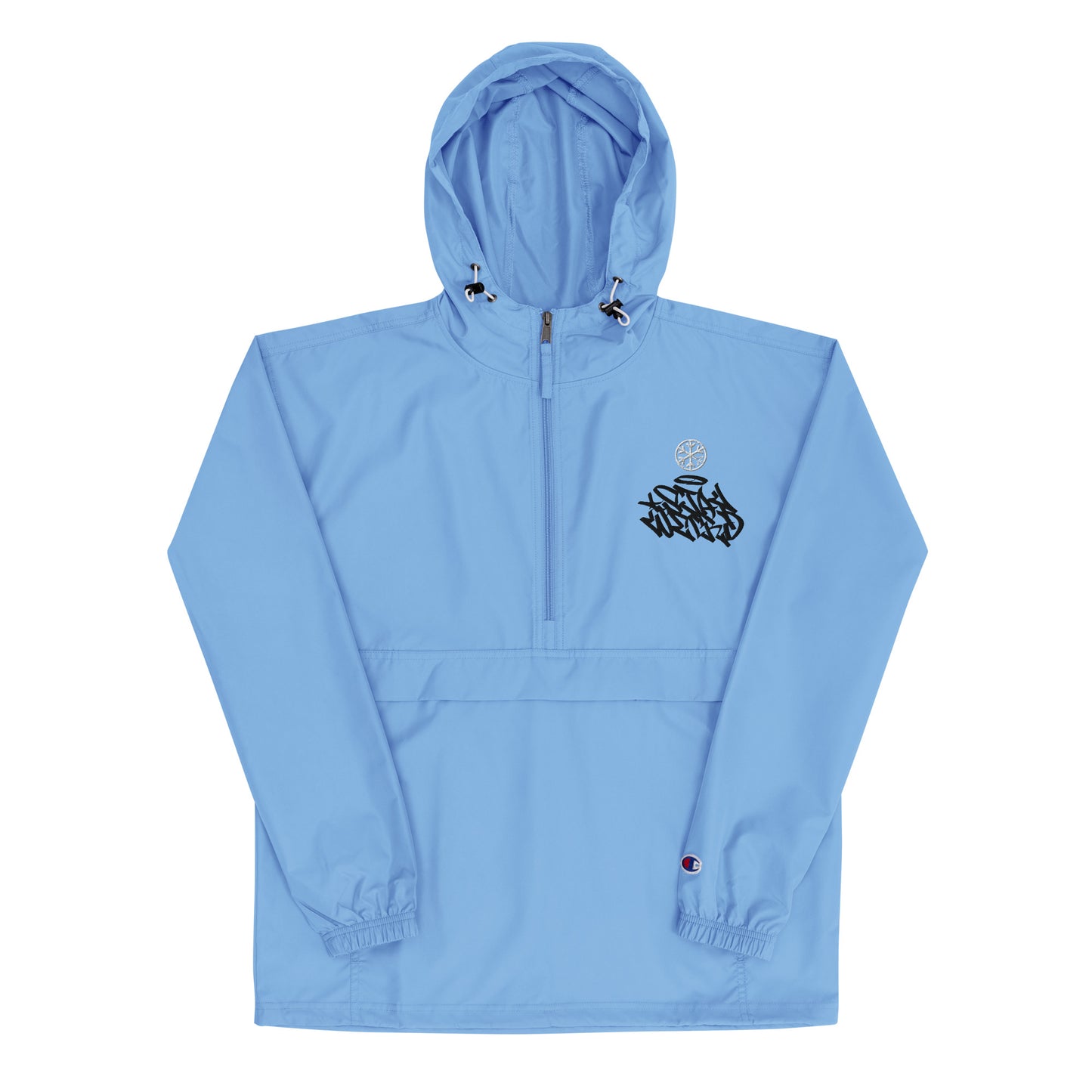 Lightblue-Stay Weird Graffiti Tag Windbreaker Jacket from B.Different Clothing, front view, graffiti-inspired streetwear