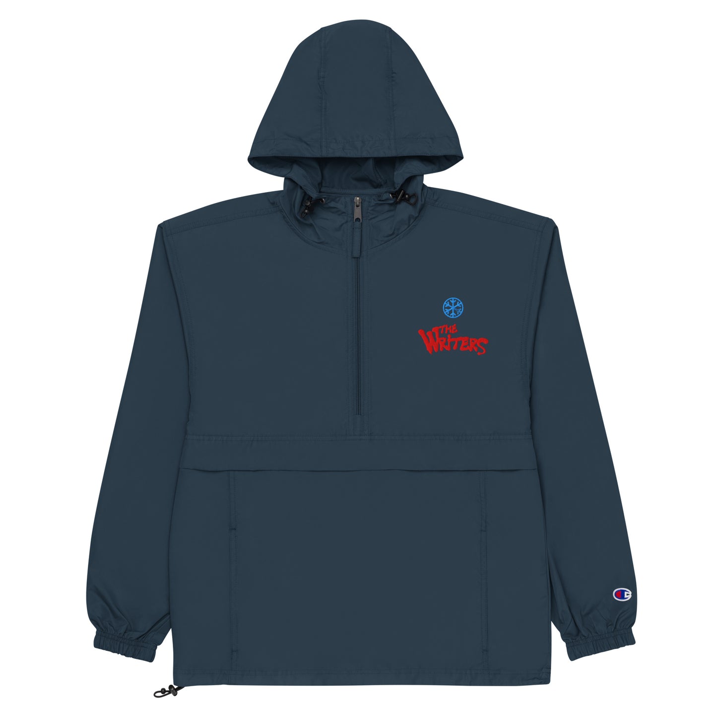 Navy-The Writers Graffiti Lettering Windbreaker Jacket from B.Different Clothing, flat view, graffiti-inspired streetwear