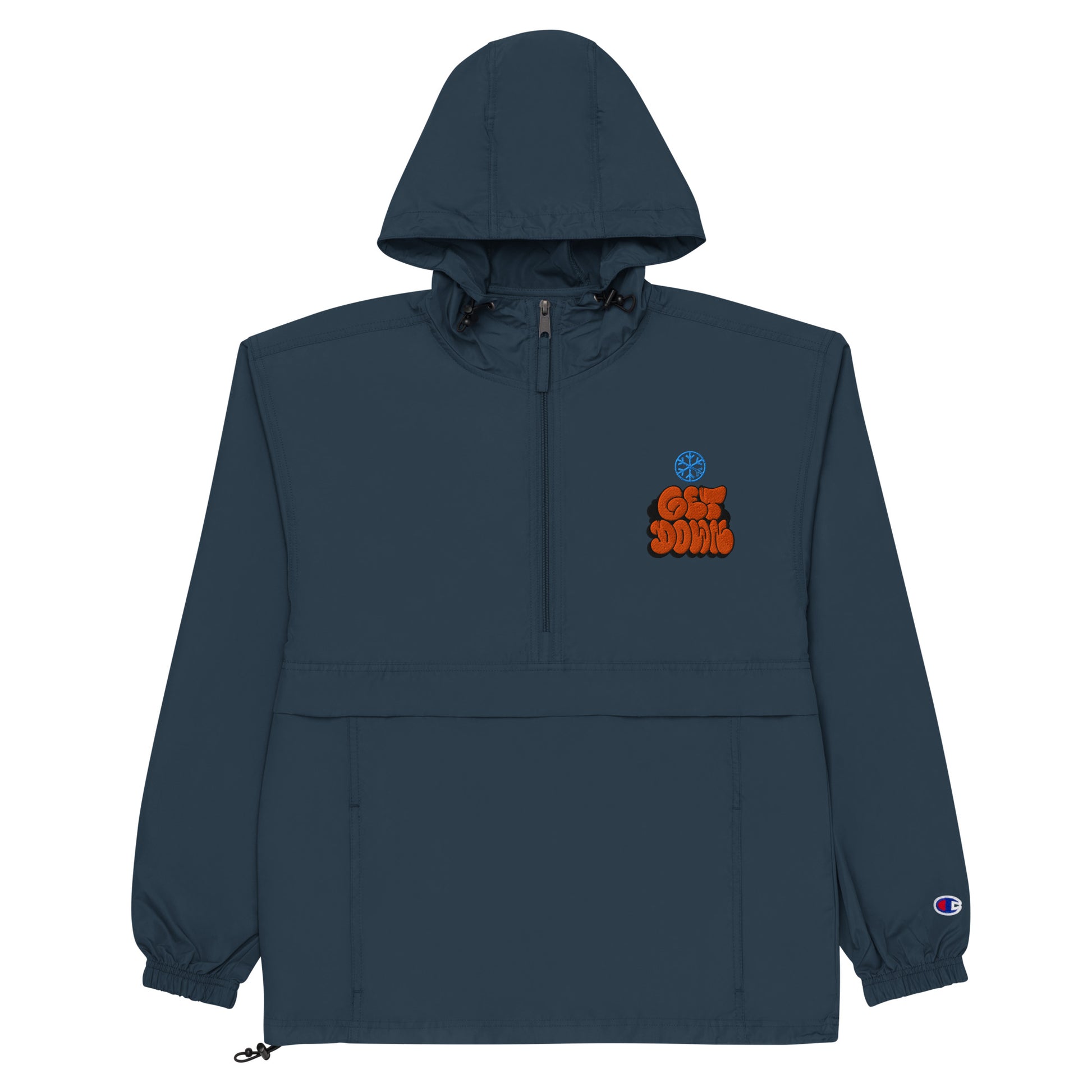 Navy-Get Down Graffiti Throw-up Windbreaker Jacket from B.Different Clothing, flat view, graffiti-inspired streetwear