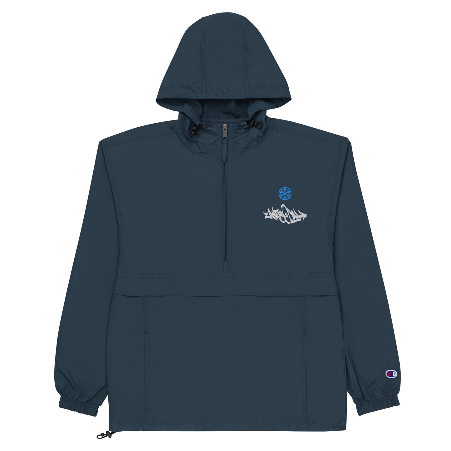 Navy-Antisocial Graffiti Tag Windbreaker Jacket from B.Different Clothing, flat view, graffiti-inspired streetwear