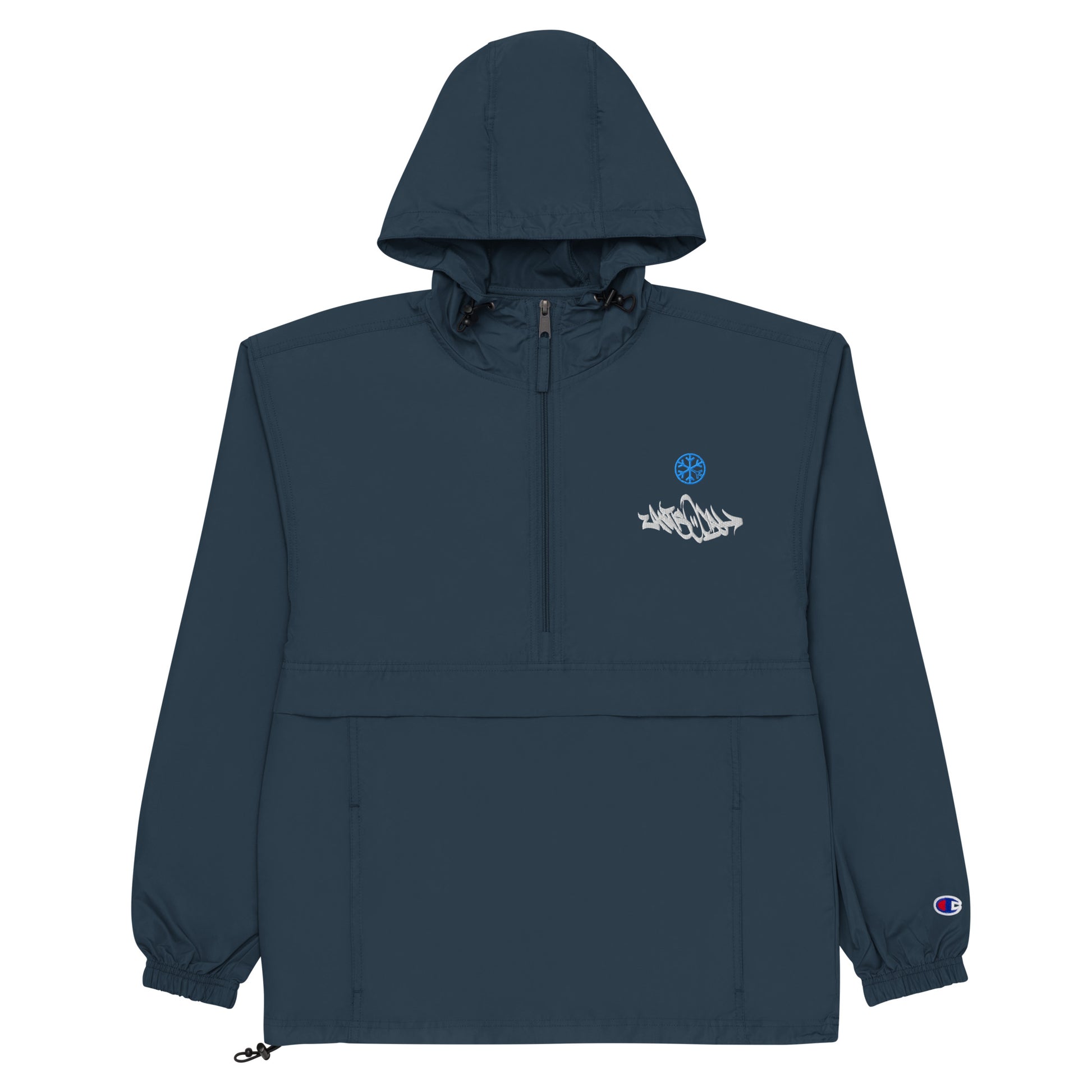 Navy-Antisocial Graffiti Tag Windbreaker Jacket from B.Different Clothing, flat view, graffiti-inspired streetwear