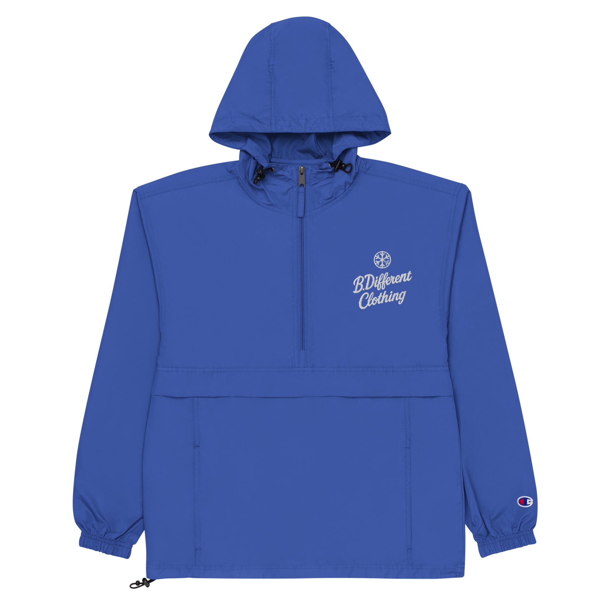 Blue-The League Windbreaker Jacket from B.Different Clothing, flat view, graffiti-inspired streetwear