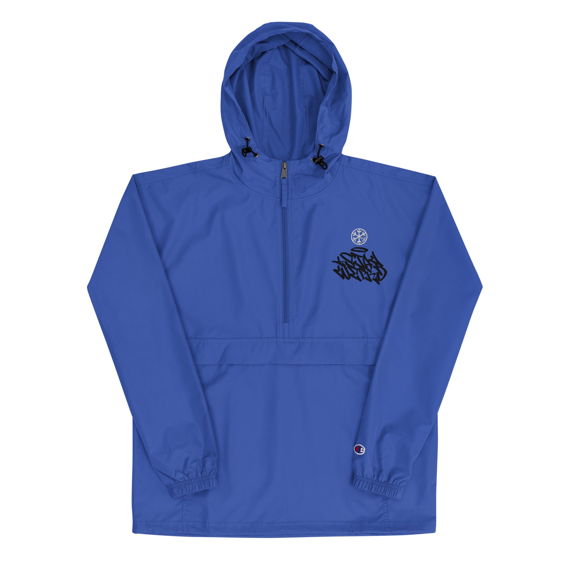 Blue-Stay Weird Graffiti Tag Windbreaker Jacket from B.Different Clothing, front view, graffiti-inspired streetwear