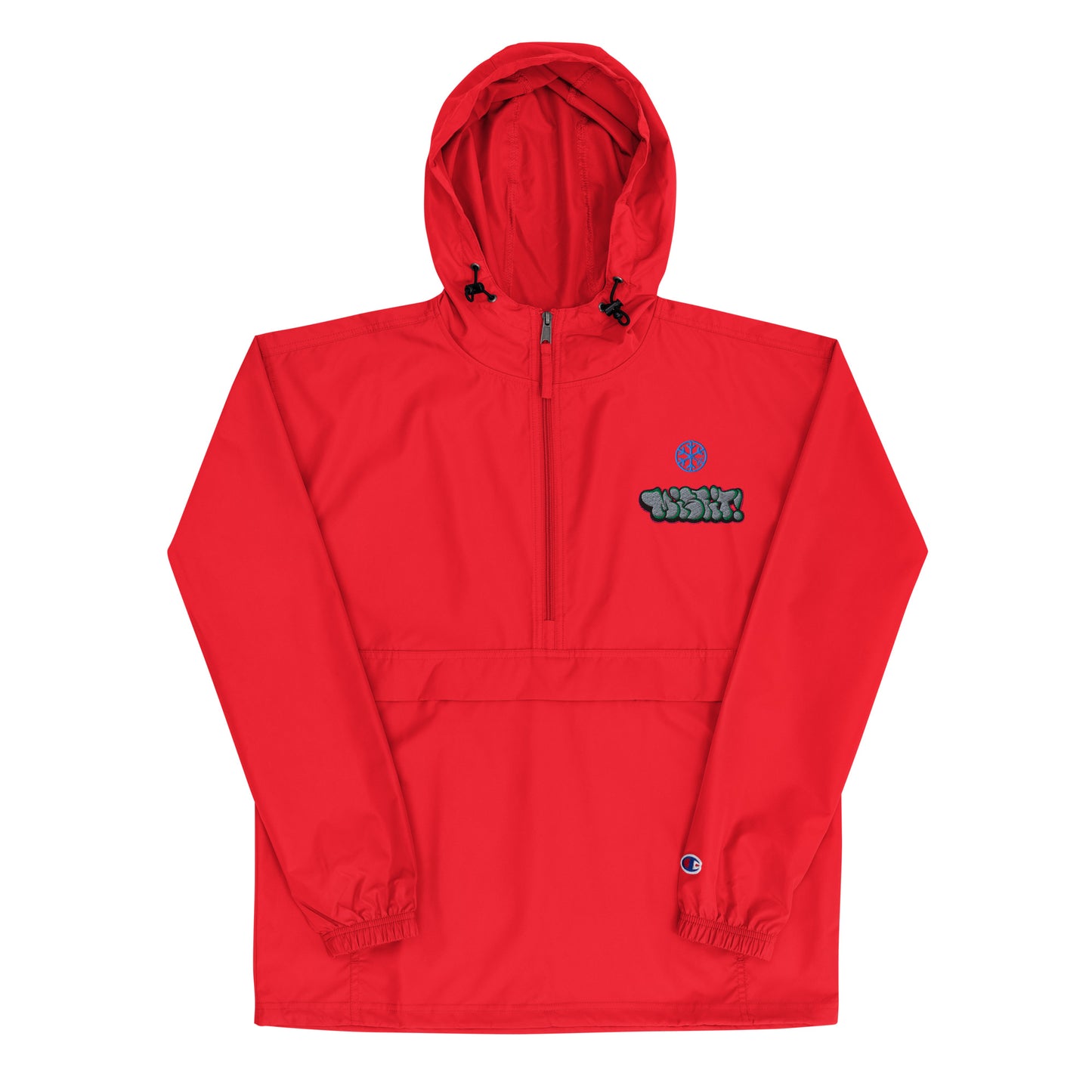 Red-Misfit Graffiti Throwie Windbreaker Jacket from B.Different Clothing, front view, graffiti-inspired streetwear