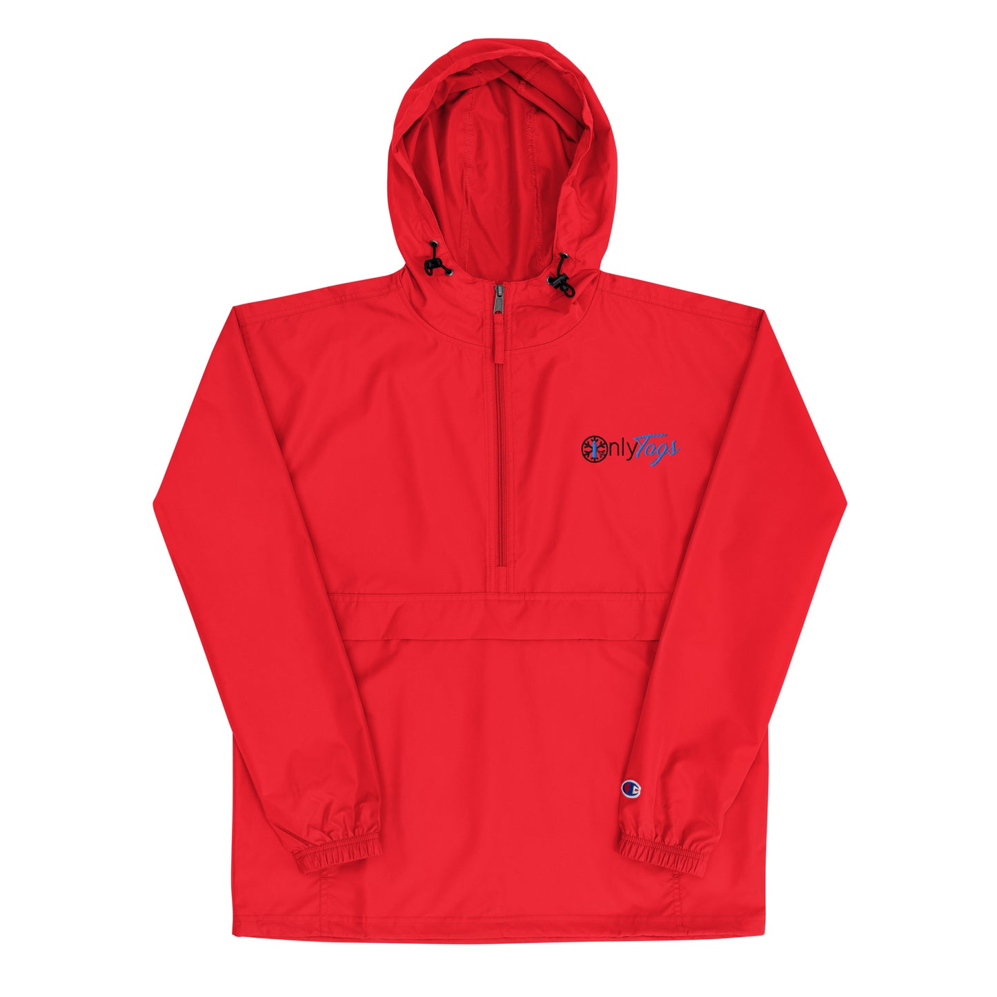 Red-Only Tags Graffiti Windbreaker Jacket from B.Different Clothing, front view, graffiti-inspired streetwear