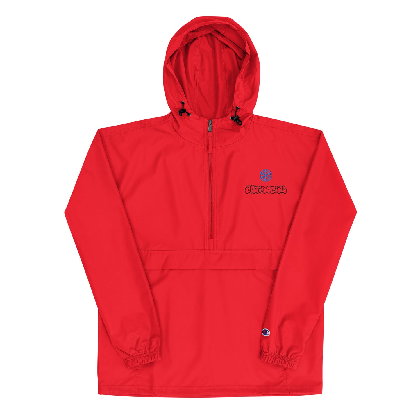 Red-Antisocial Graffiti Hollow Windbreaker Jacket from B.Different Clothing, front view, graffiti-inspired streetwear
