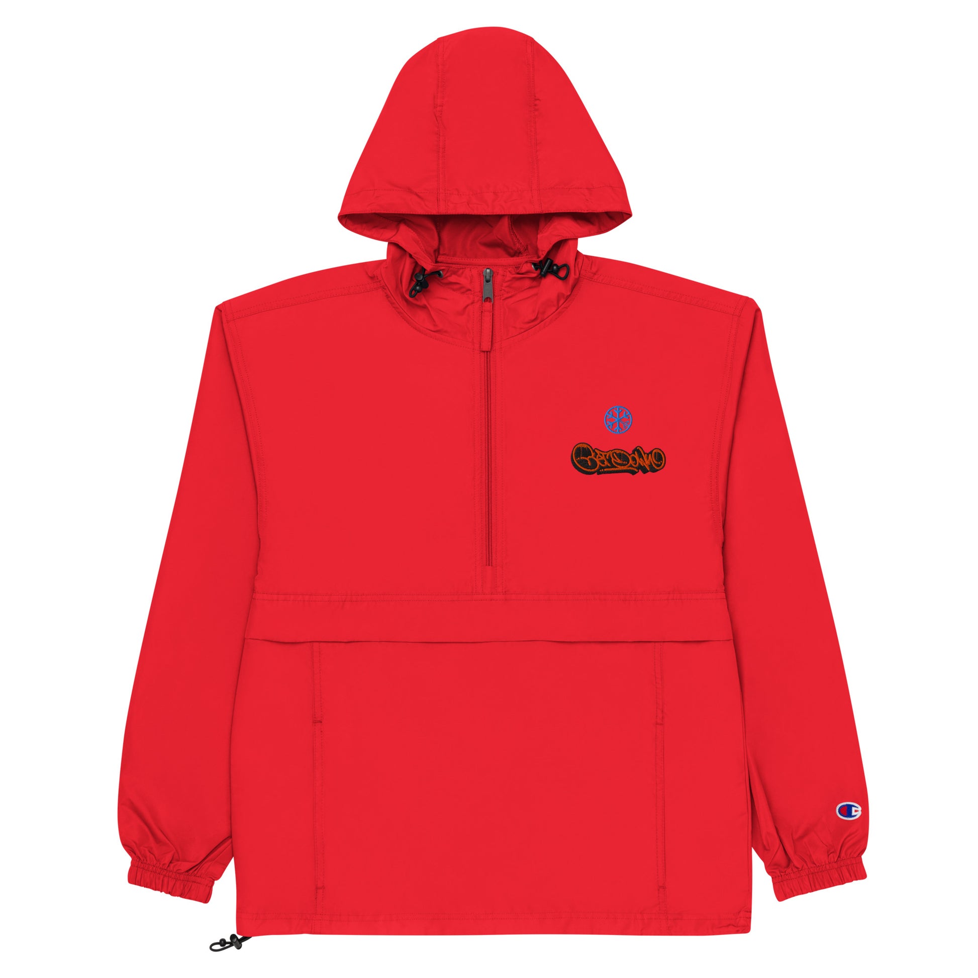 Red-Get Down Graffiti Tag Windbreaker Jacket from B.Different Clothing, flat view, graffiti-inspired streetwear