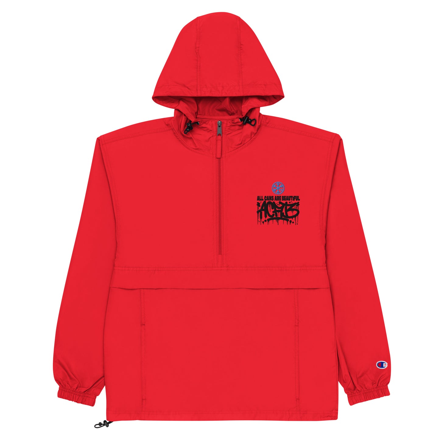 Red-ACAB Graffiti Tag Windbreaker Jacket from B.Different Clothing, flat view, graffiti-inspired streetwear