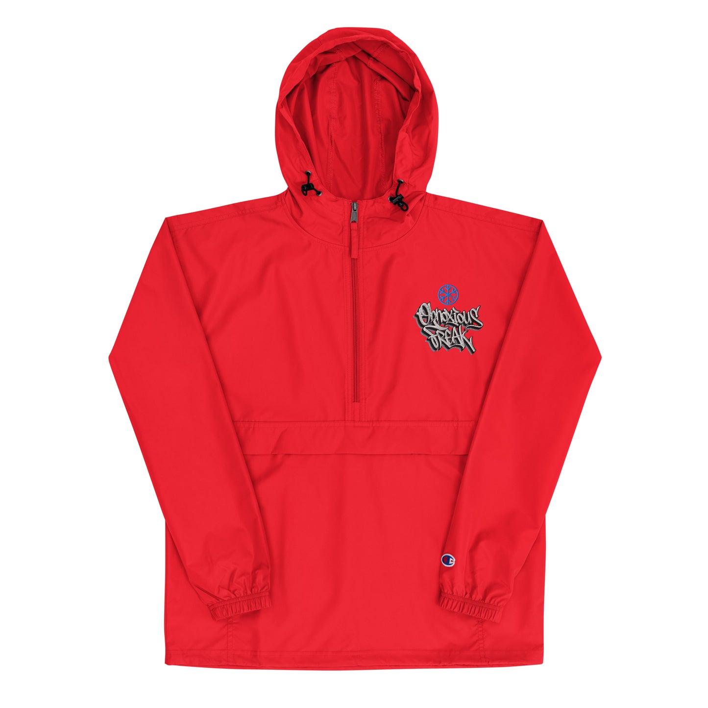Red-Obnoxious Freak Graffiti Windbreaker Jacket from B.Different Clothing, front view, graffiti-inspired streetwear