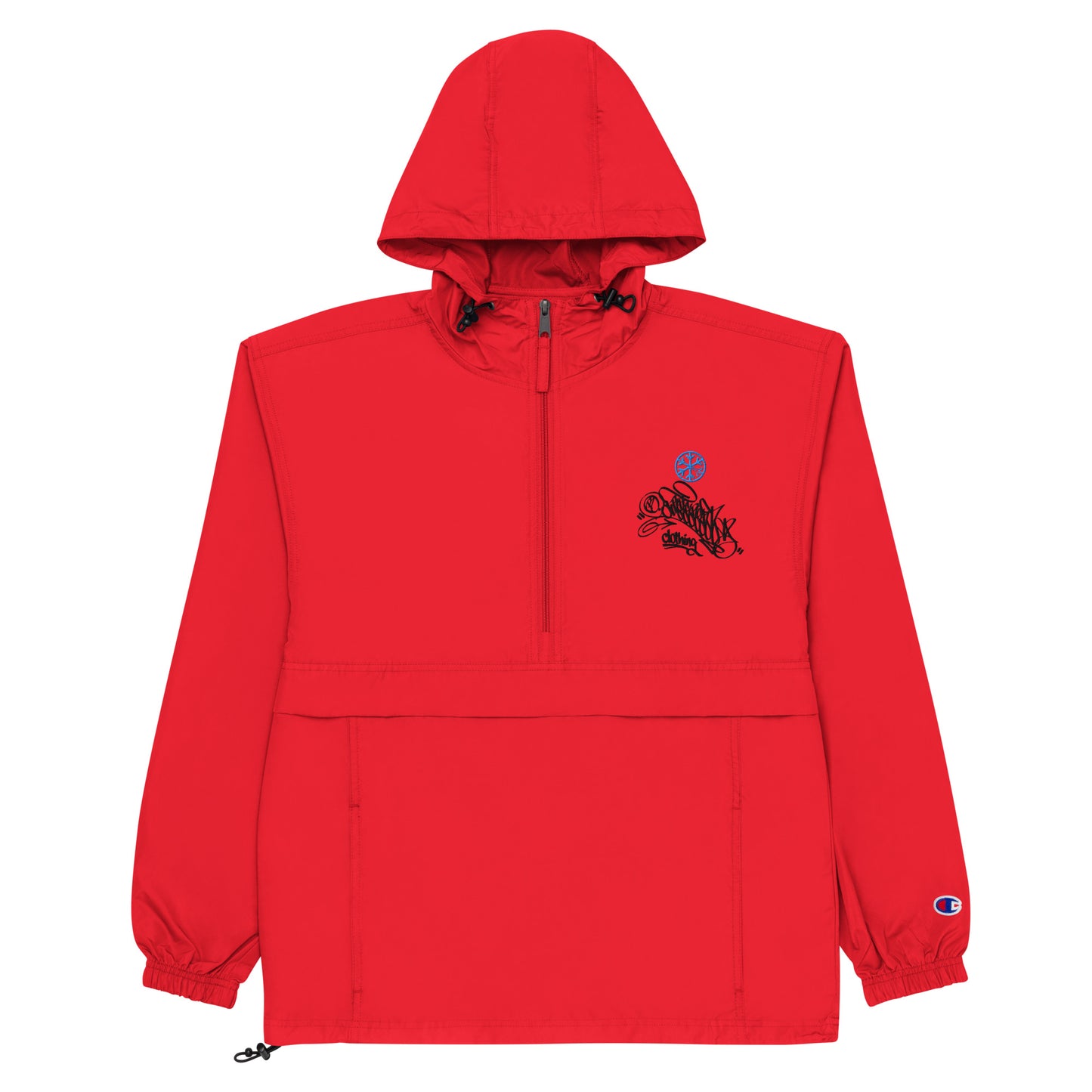 Red-Graffiti Dad Collab Windbreaker Jacket from B.Different Clothing, flat view, graffiti-inspired streetwear