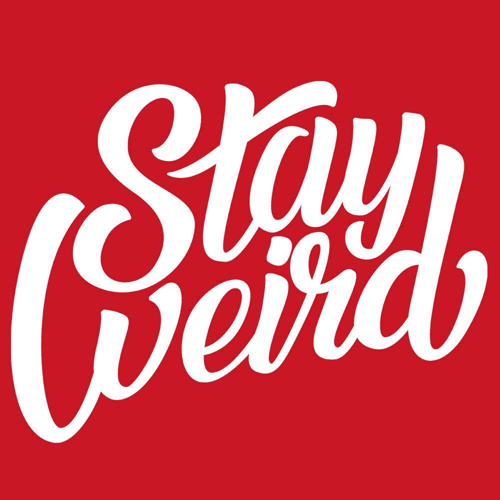 graphic of t-shirt Stay Weird tee red by B.Different Clothing independent streetwear inspired by street art graffiti