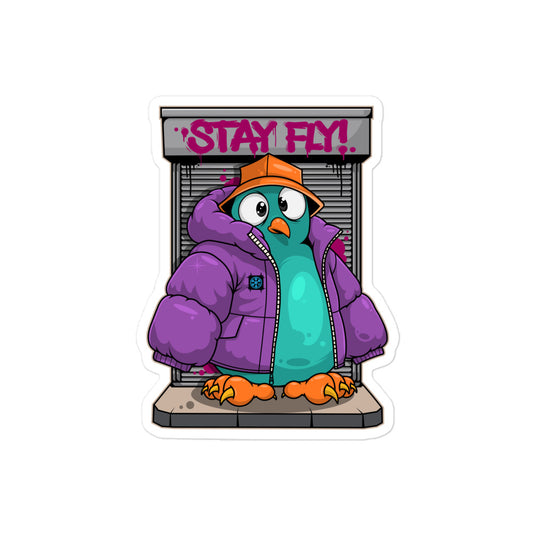 Stay Fly Graffiti Character Sticker from B.Different Clothing, graffiti-inspired streetwear