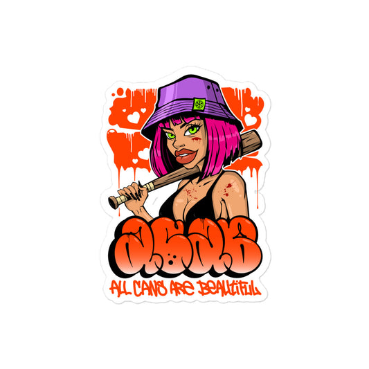 ACAB Girl Graffiti Sticker from B.Different Clothing, graffiti-inspired streetwear