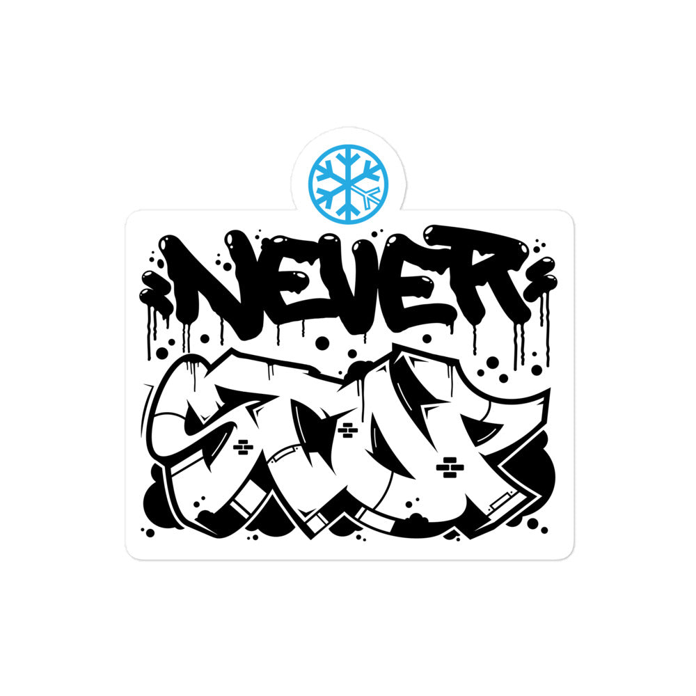 Never Stop Graffiti Piece Sticker from B.Different Clothing, graffiti-inspired streetwear