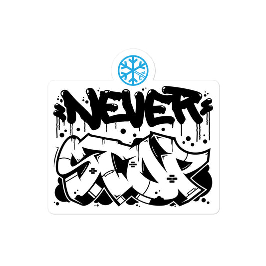 Never Stop Graffiti Piece Sticker from B.Different Clothing, graffiti-inspired streetwear