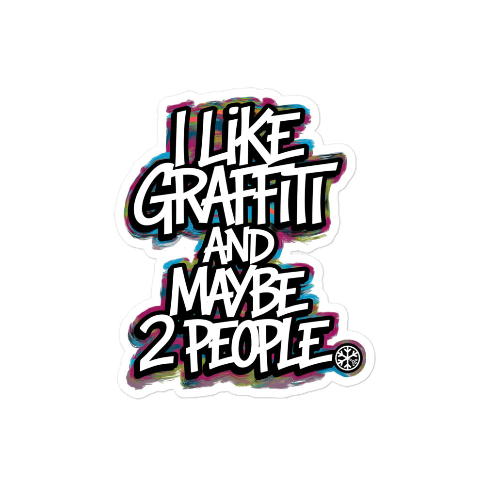 I Like Graffiti and Maybe 2 People Sticker from B.Different Clothing, graffiti-inspired streetwear