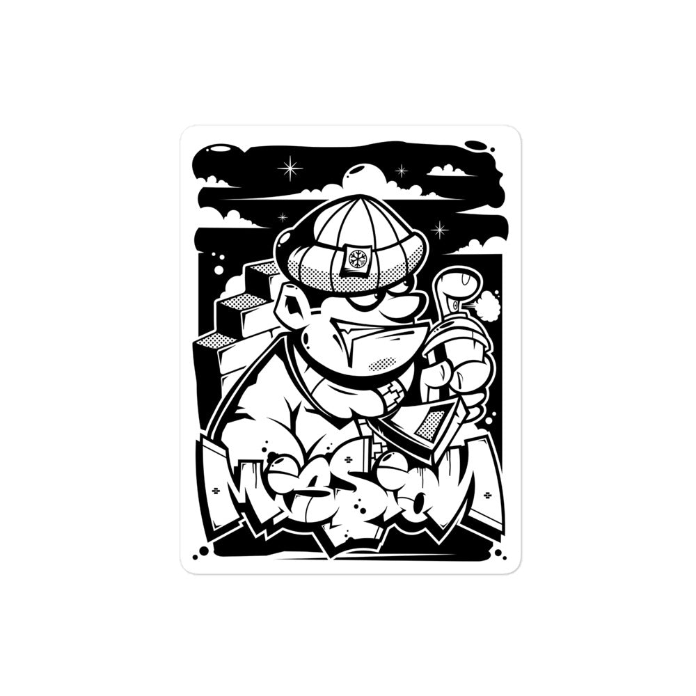Mission Graffiti Character Sticker from B.Different Clothing, graffiti-inspired streetwear