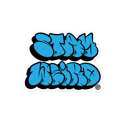 Stay Weird Graffiti Throwie Sticker by Monsterinho from B.Different Clothing, graffiti-inspired streetwear