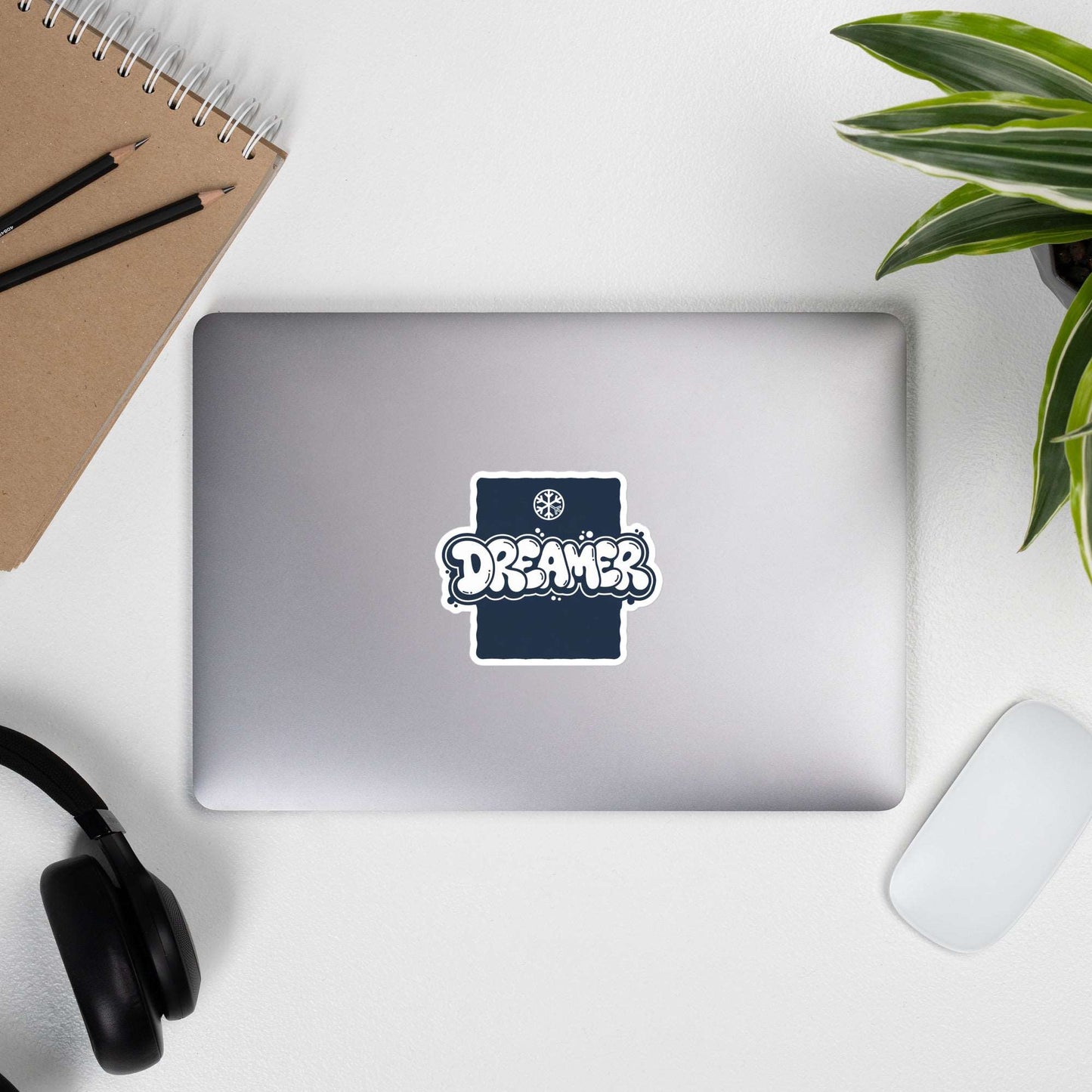 laptop with Dreamer Graffiti Throw-up Sticker B.Different Clothing graffiti street art inspired streetwear brand