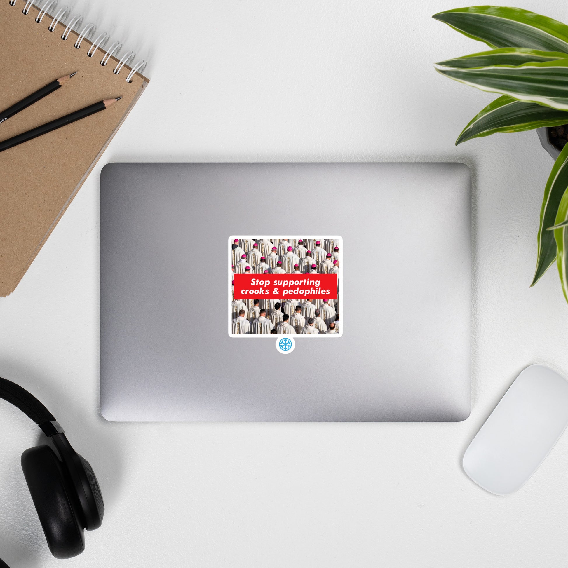Laptop with Vatican Crooks Sticker from B.Different Clothing, graffiti-inspired streetwear